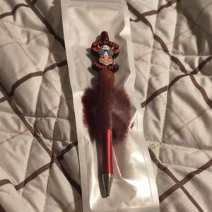 Red Novelty Pen with Plush Accent